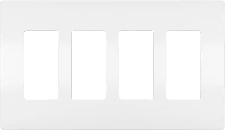 Legrand radiant Screwless Wall Plates for Decorator Rocker Outlets, 4-Gang, White, RWP264WCC6