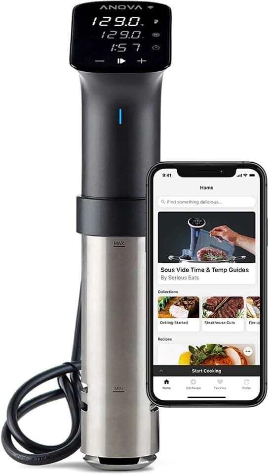 Anova Culinary Sous Vide Precision Cooker Pro, 1200 Watts, Black and Silver