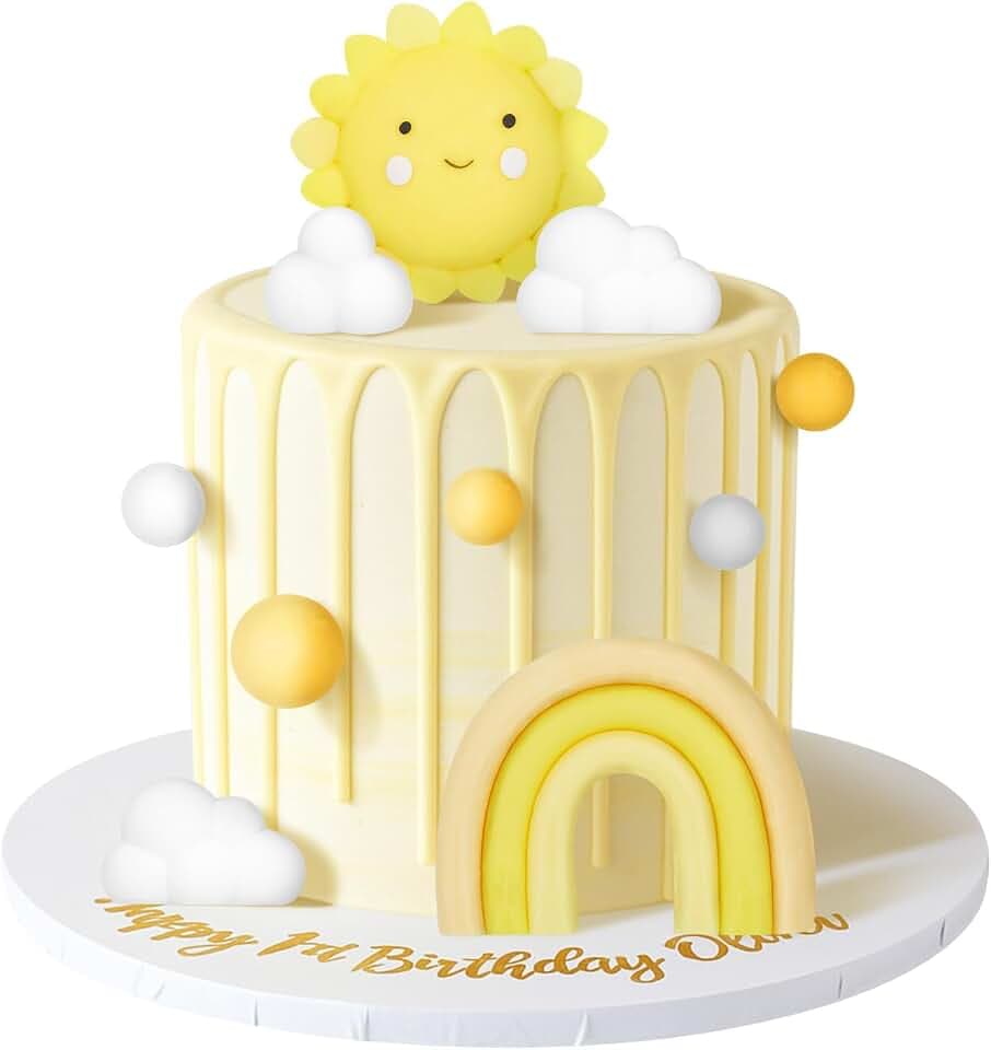 CroBlissful 23 Pcs Sun Cake Toppers Soft Pottery Cake Decorations