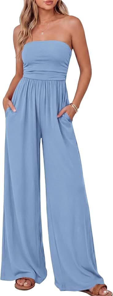 BTFBM Strapless Jumpsuits For Women Summer Casual Rompers