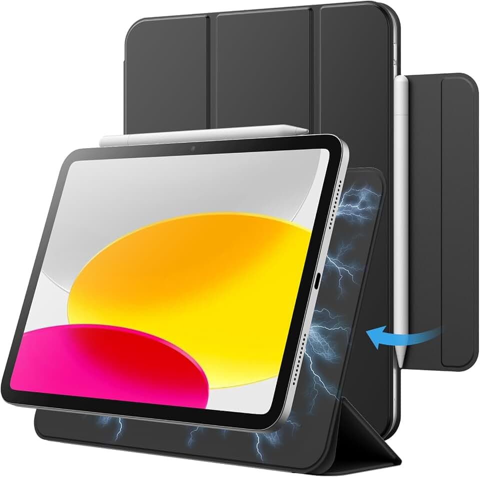 JETech Magnetische Hülle für iPad (A16) 11./10. Gen, Schwarz