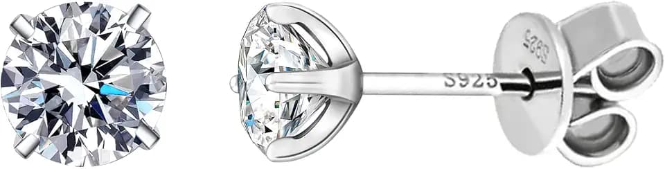 Damen Ohrstecker 925 Sterling Silber Zirkonia Stein Klassische Einfache Einkristall Ohrringe für Frauen und Mädchen