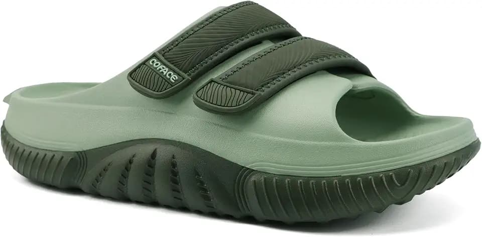 COFACE Herren-Recovery-Sandalen Orthopädische Geh-Slides für Männer Verstellbare Dick gepolsterte Orthopädie-Schuhe für Männer mit Plantarfasziitis Bequeme Freizeit-Outdoor Größen 40-48