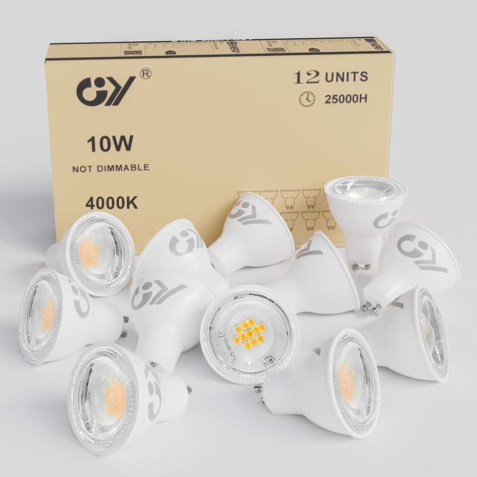 GY GU10 LED Neutralweiss Lampe,10W 4000K 1100lm Neutralweiß Glühbirnen,Äquivalent 100W, Abstrahlwinkel 120° Reflektor Lampen Nicht Dimmbar LED Birnen, 12 stück