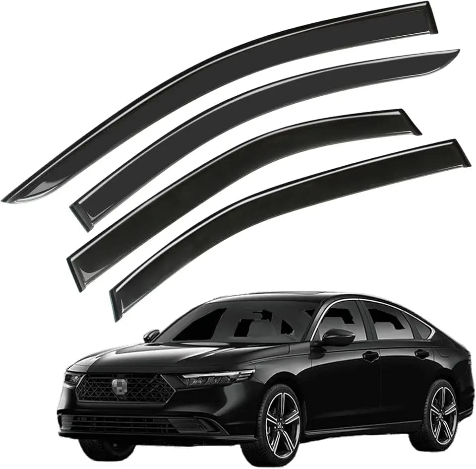 Window Visor Wind Deflector, 4PCS Tape-On Rain Guards for 2023 2024 2025 Honda Accord, Outside Mount Sun Shade Side Window Vent Visors, Black