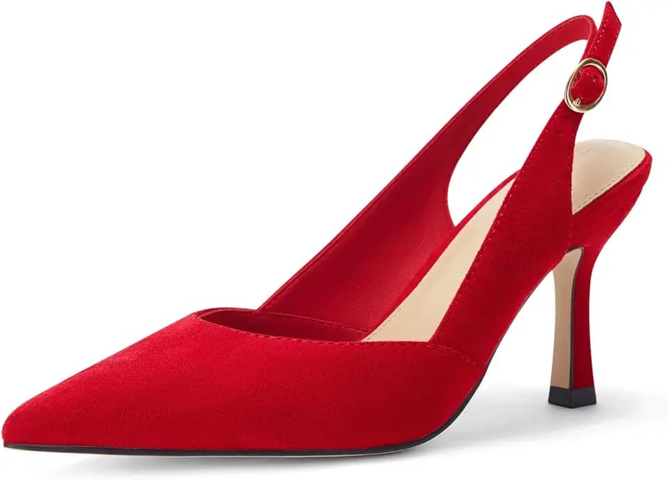 Rilista Women's Slingback Kitten Heels Closed Pointed Toe Backless Wedding Party Dress Pumps Shoes