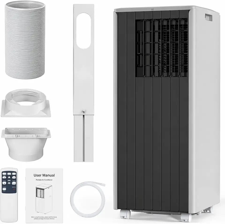 8,000 BTU Portable Air Conditioner, 4-in-1 AC Unit with Cool, Fan, Dehumidifier & Sleep Mode, Up to 350 Sq.Ft, Quiet Operation, 24H Timer & Remote Control for Bedroom, Living Room, Basement & Workshop