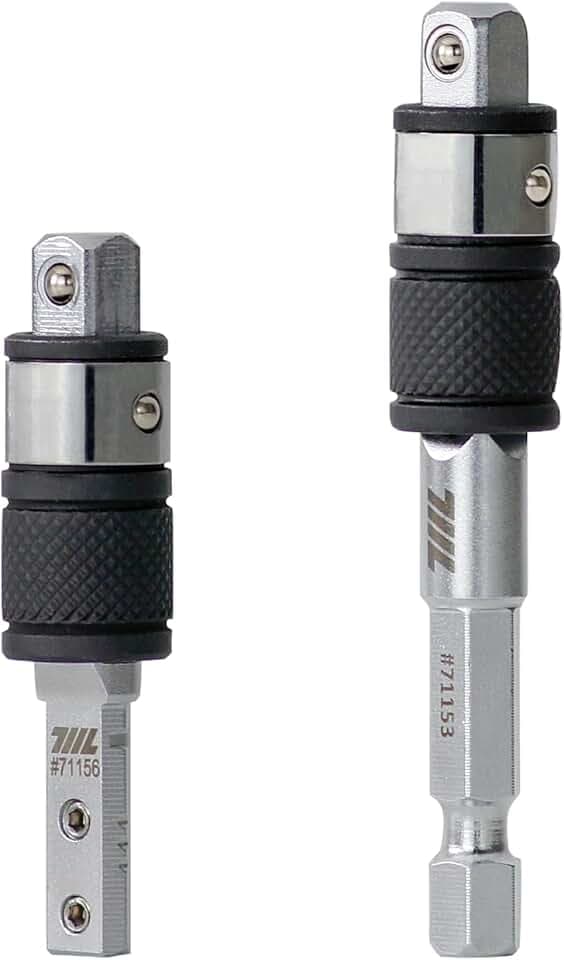 711L 1/4" Hex to Square Drive Socket 2-in-1 Extension Combo – 1PCS Hex End & 1PCS Flat End Adapter – Compatible with Multitools & 1/4" Adapters