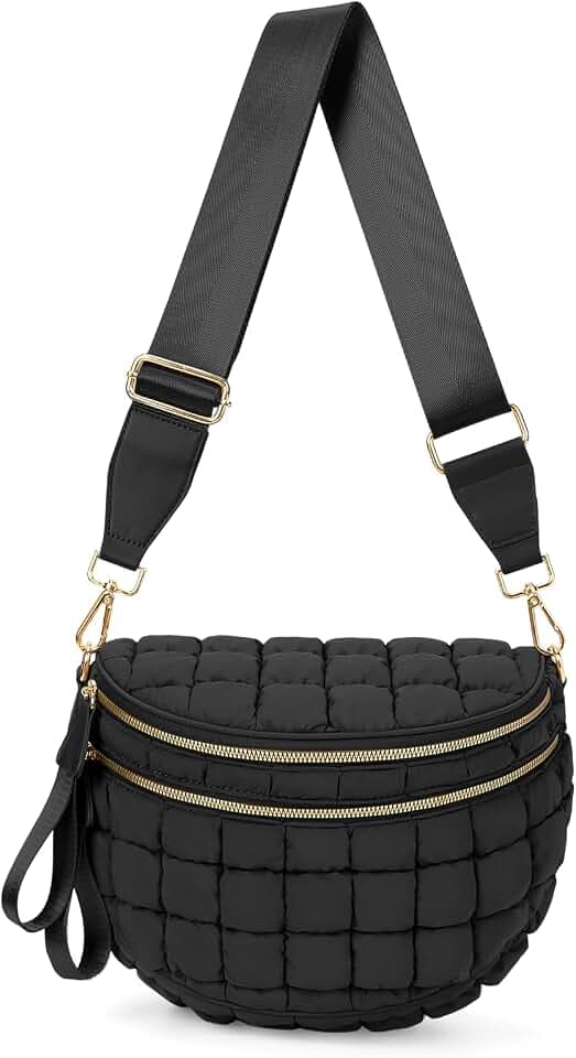 Quilted Crossbody Bags for Women Puffer Bum Bag Fanny Pack Sling Purse Puffy Chest Bum Bag Nylon Cross Body Purse