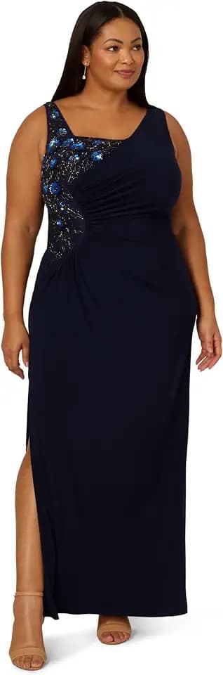 Adrianna Papell Women's Bead Jersey Long Dress