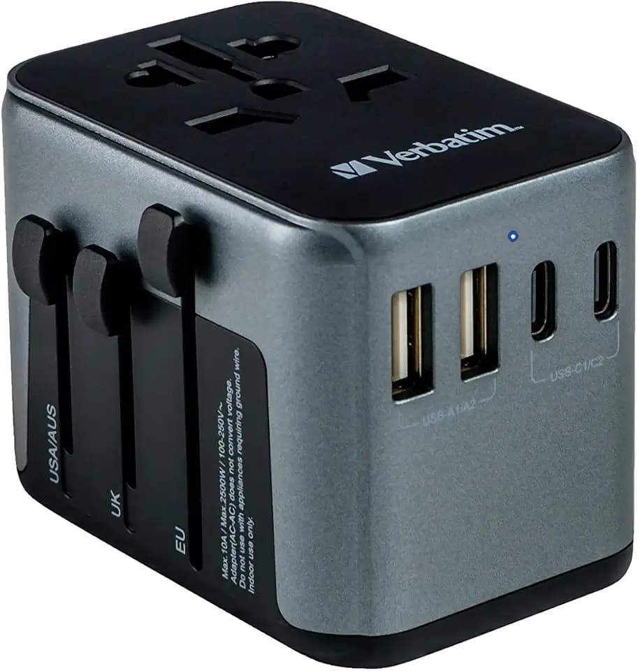 Verbatim Universal Reiseadapter 3X USB-C 2X USB-A Weltweit 100-250V