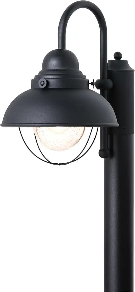 Sea Gull Lighting One-Light Outdoor Post Lantern Outside Fixture, Full Size, Black