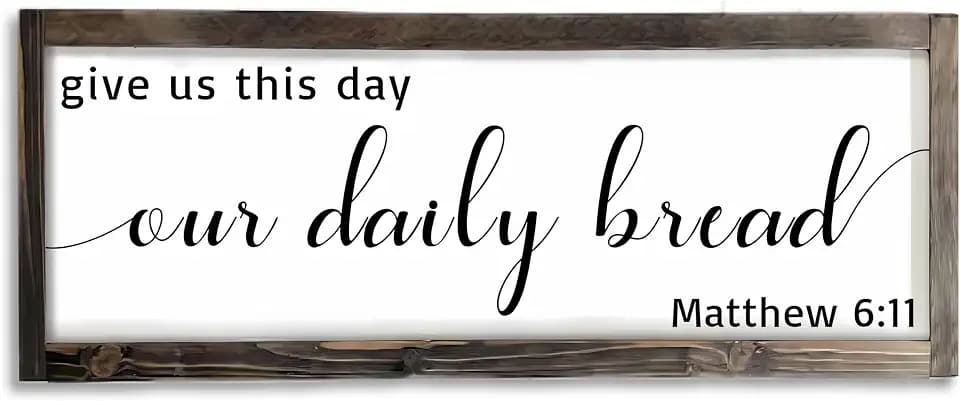 Dazingart Farmhouse Dining Room Wall Decor, Give Us This Day Our Daily Bread, Rustic Wooden Prayer Sign Ktchen Wall Sign Decor, God Scripture Wall Hanging Art, Bible Verse Quotes Plaque (Matthew)
