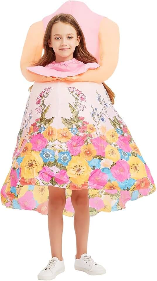 GOOSH Inflatable Headless Costume for Kids Halloween Dresses Costume Girls 48IN Funny Blow up Costume for Halloween Party Cosplay, Pink, 80516-48
