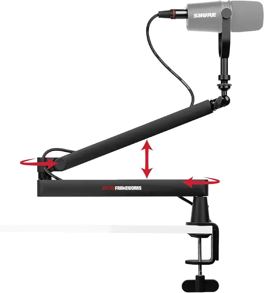 Gator Frameworks Low-Profile Series Premium Broadcast, Podcast, and Streaming Boom Arm, Fully Adjustable (GFWMICBCBM2500)