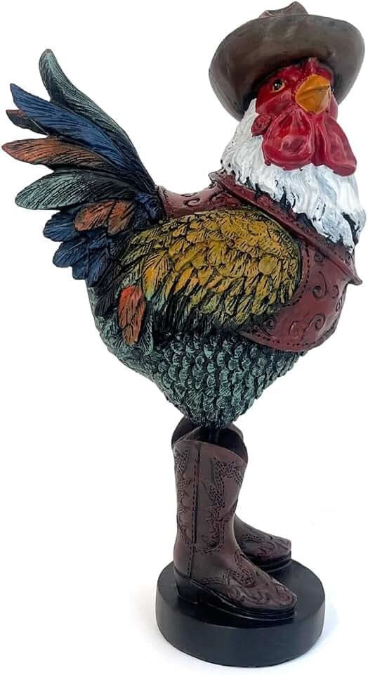 LIFFY Rooster Decor for Outside,13" Resin Rooster Statue Indoor Home Decor Ornaments,Garden Chicken Yard Decorations Outdoor for Balcony, Patio, Lawn,Farm Animal Figurines Gift for Rooster Lover