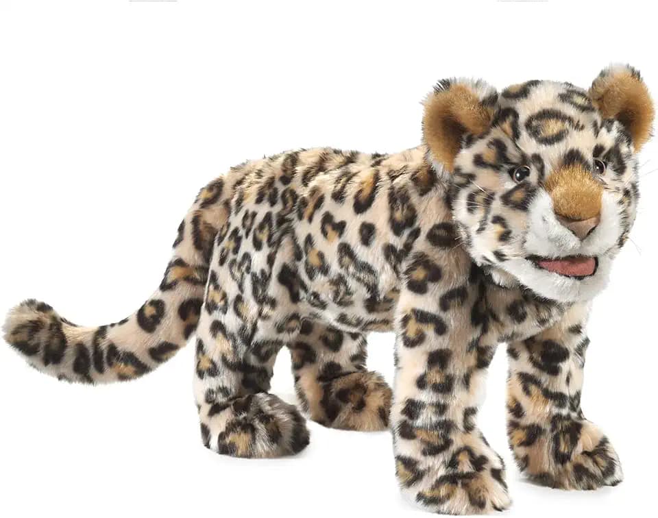 Folkmanis Leopard Cub Hand Puppet,Beige; Brown; Tan; Black; White