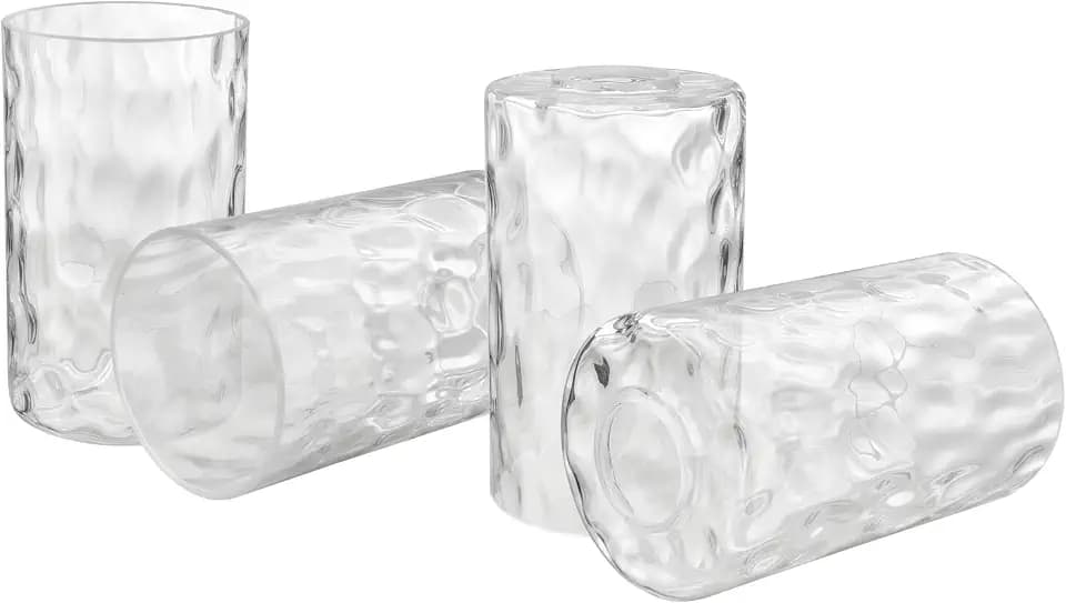 Aspen Creative 23527-63-4, Clear Hammered Glass Shade For Lighting Fixture/Vanity Light/Wall Light/Pendant, Size: 3-3/4" D x 5-3/4" H, 4 Pack