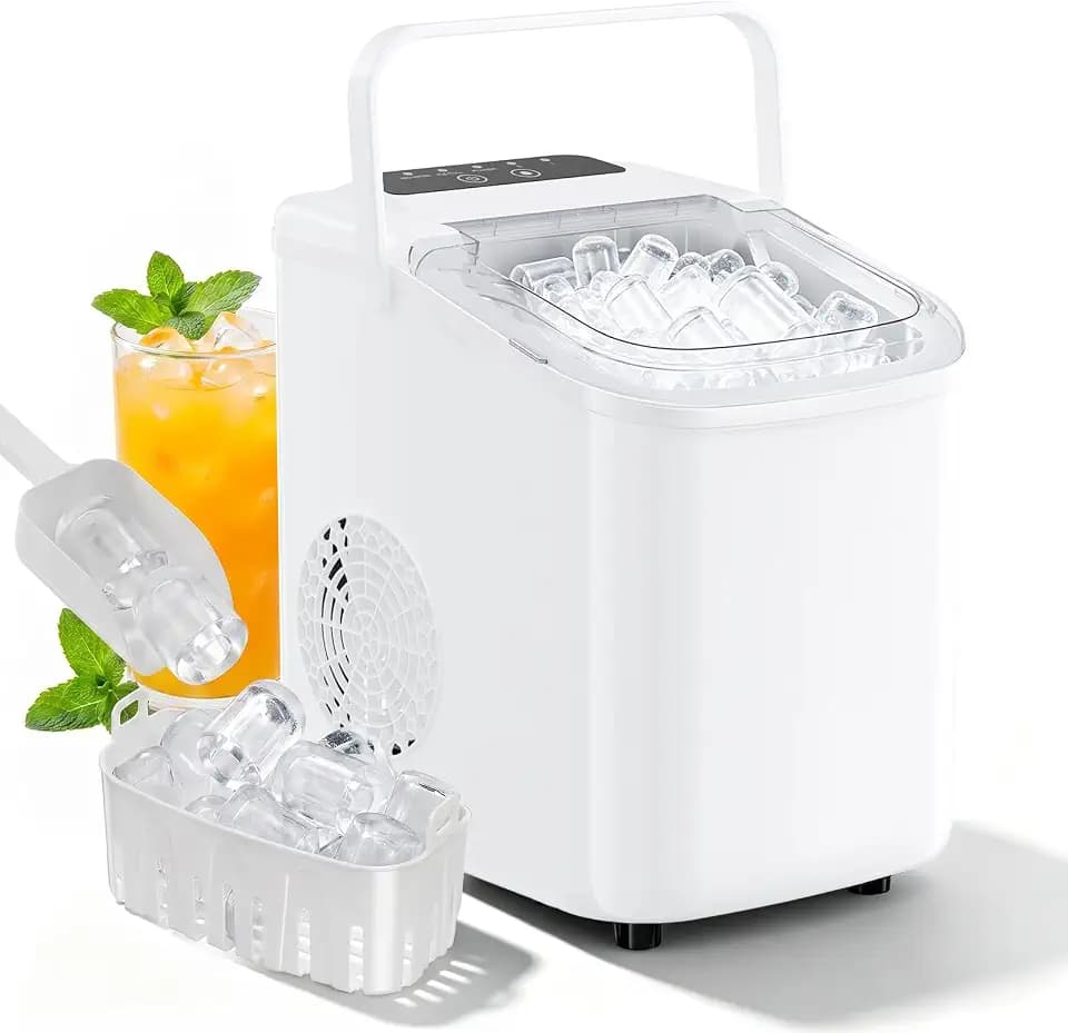 Countertop Ice Maker, Portable Ice Machine with Carry Handle