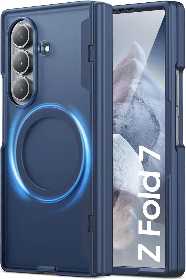 Spugan for Samsung Galaxy Z Fold 7 Case with MagSafe, [Screen Protection] [Hinge Protection] Translucent Strong Magnetic Shockproof Case for Galaxy Z Fold 7 8",Blue-HD