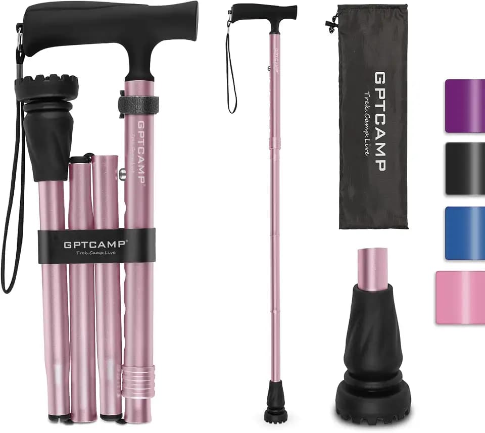 GPTCAMP Walking Cane T Handle Slip Resistant Adjustable for Men Women