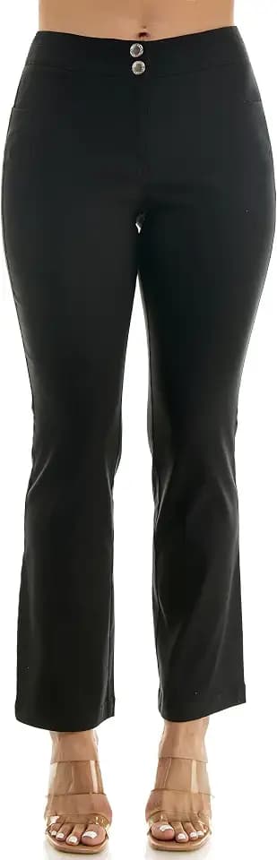 Nanette Nanette Lepore Women's Double Button Boot Cut Freedom Stretch Full Length Pant with Functional Pockets