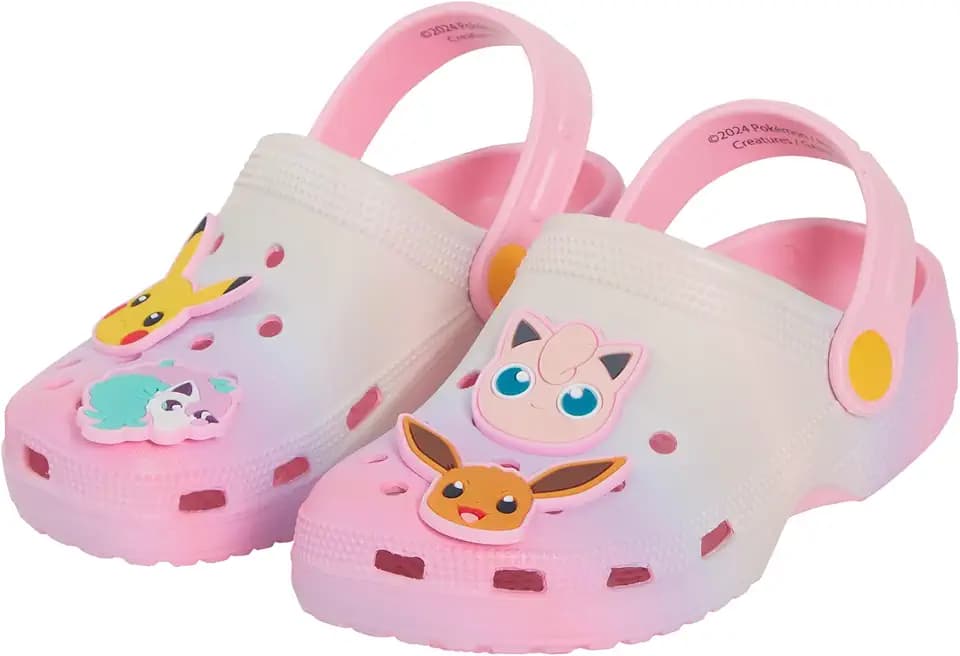 Mädchen Pokemon Clogs mit Charms Kinder Sandalen Pikachu Evoli Ponyta Pummeluff Slipper Urlaub Strand Schuhe