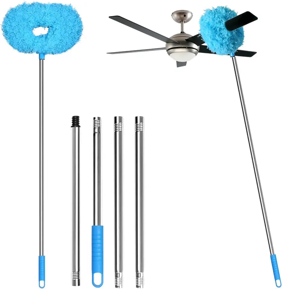 Eunice Ceiling Fan Cleaner Duster with Extension Pole,Blue 4.2FT