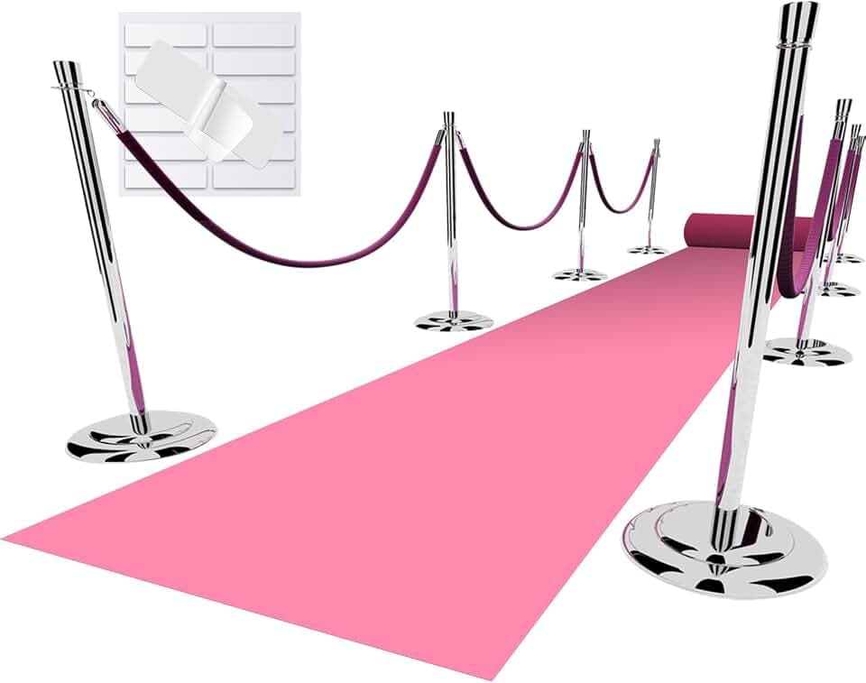 EZLucky Pink Carpet Runner for Party, 2.6 x 15 ft, 130 GSM Felt Fabric