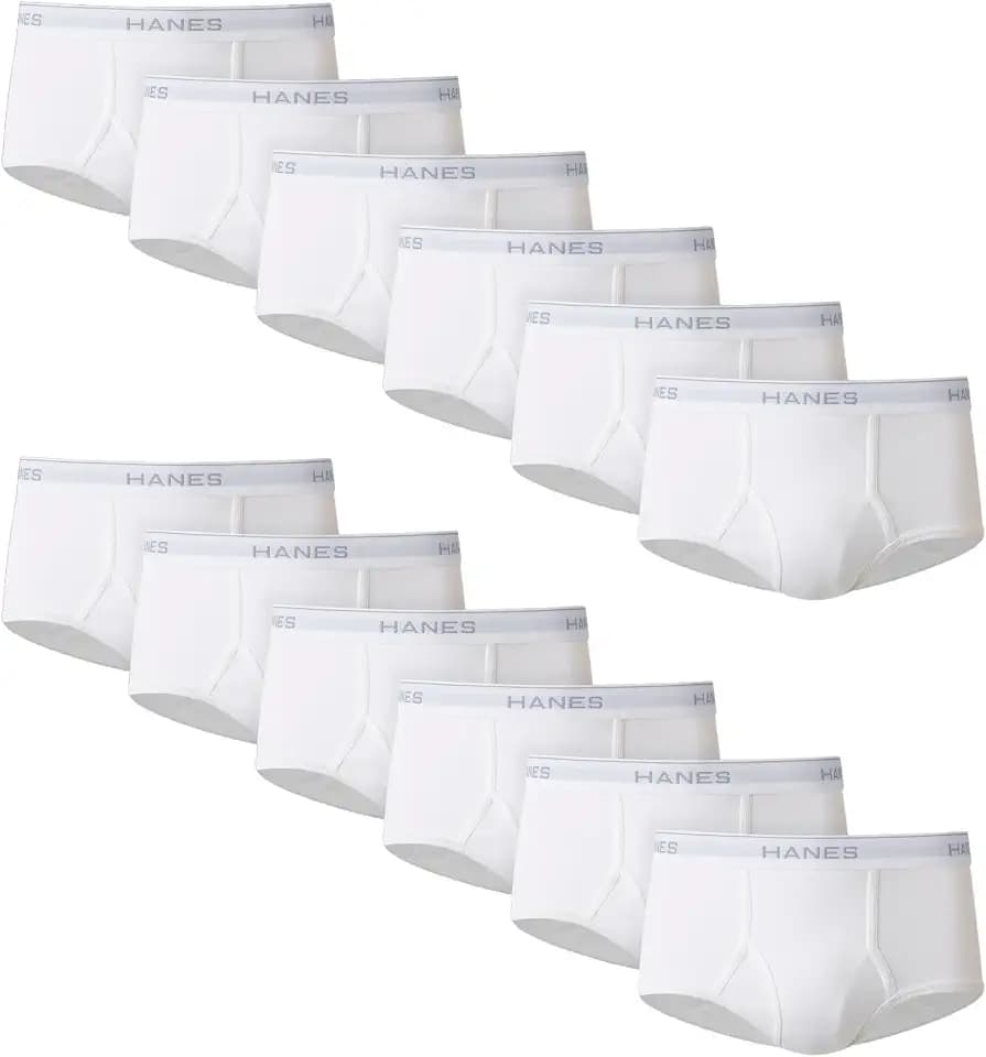 Hanes Men's Underwear Brief Pack, Full Rise Cotton Briefs, Moisture-Wicking Underwear, White, Multi-pack