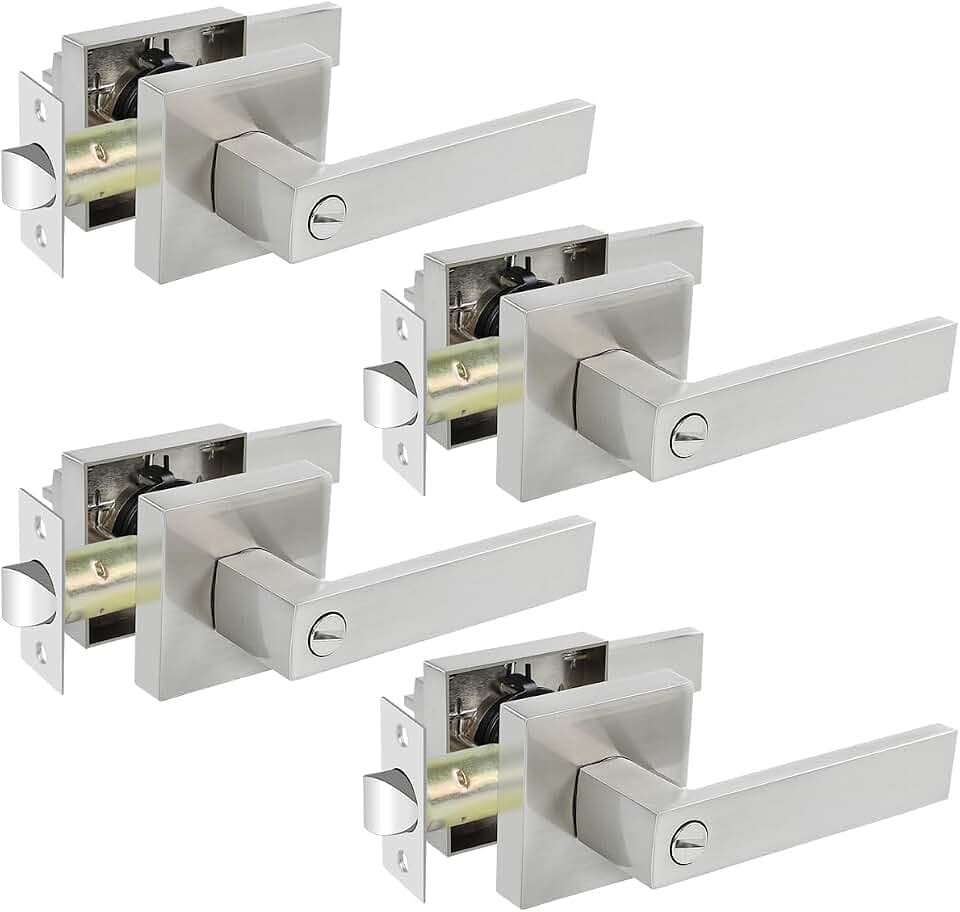 KAMOTA 4 Pack Satin Nickel Privacy Interior Door Levers