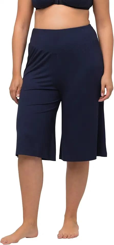 Ulla Popken Damen große Größen Übergrößen Plus Size Bermuda, weites, gerades Bein, Elastikbund