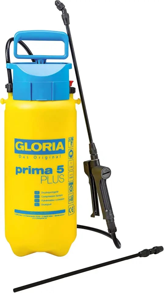 GLORIA Drucksprühgerät prima 5 Plus | Säurebeständiger Drucksprüher 5 Liter