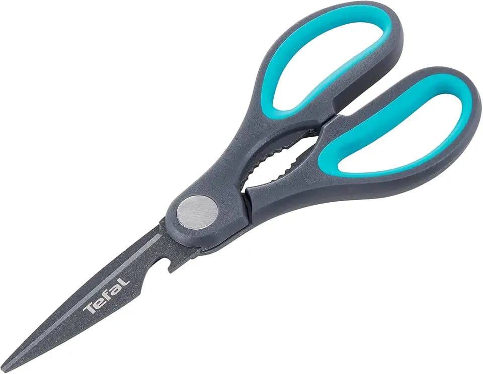 Tefal K12241 Fresh Kitchen 3-in-1 Küchenschere | Klinge aus Edelstahl + titanverstärkter Antihaftbeschichtung | ergonomischer Griff | inkl. Flaschenöffner + Nussknacker | spülmaschinenfest | Schwarz