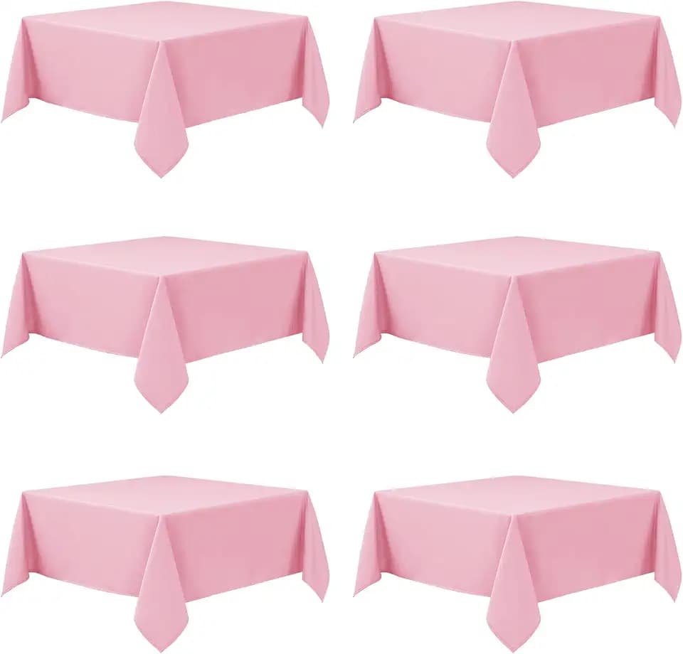 6-Pack Pink Tablecloths for Square Tables, 70 x 70 Inches