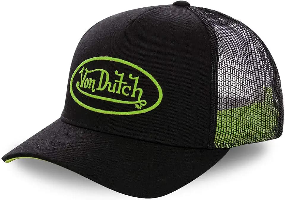 Von Dutch Cap Herren Bequem, Tracker Kappe Herren, Ultraweich, Langlebig, Schwarz Grün, Einheitsgröße