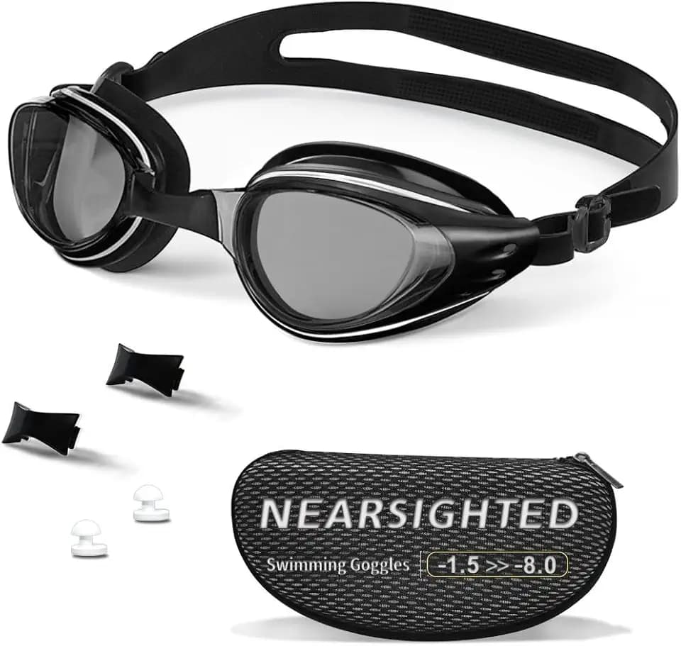 Nearsighted Swimming Goggles Polarized Anti-Fog No Leaking Shortsighted Swim Goggles for Women Men Kids Adults