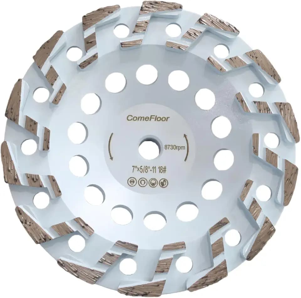 7 Inch Diamond Grinding Cup Wheel for Concrete & Masonry, High Performance Z-Segment Heavy Duty Grinder Wheel for Thinset Removing, 5/8"-11 Threaded