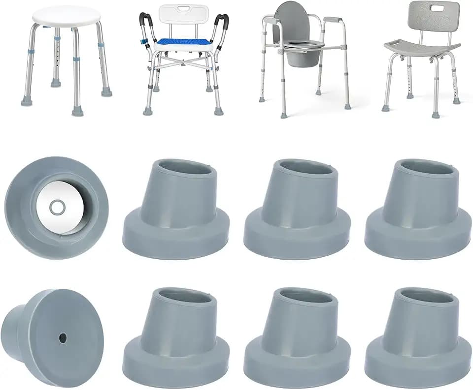 supregear 8 Stück Ersatzfüße für Badestuhlbeinkappen, robuste Gummifüße für Duschsitze und Hocker (Grau, 28 mm)