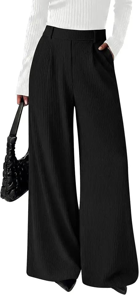 BTFBM Wide Leg Pants Woman Ribbed Business Casual Trousers