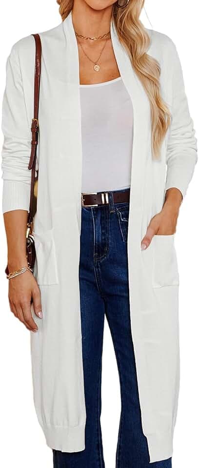 GRACE KARIN Women's 2026 Trendy Long Cardigans Sweater Lightweight Open Front Long Sleeve Maxi Duster Coats with Pockets
