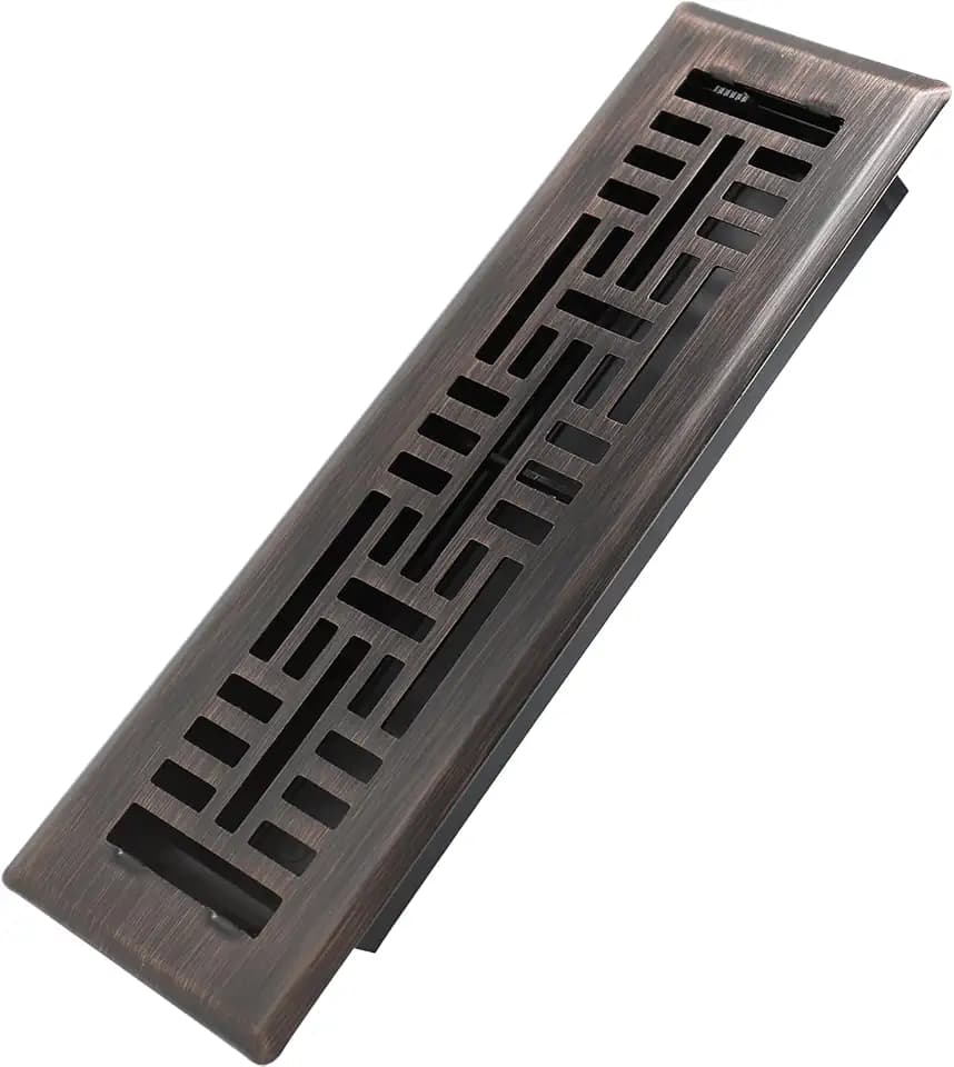 Howeall 2x10 Inches Heavy Duty Walkable Floor Register Easy Adjust Air Supply Lever Floor Vents - Seattle Design - Vent Cover for Home Floor - Oil Rubbed Bronze
