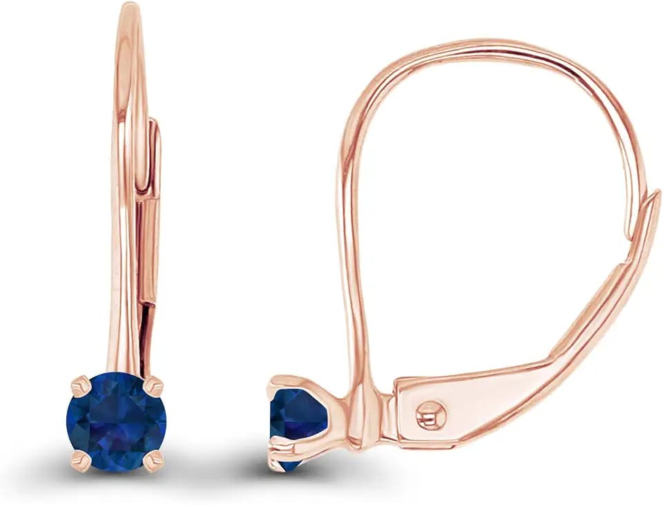 14k Gold Plated 925 Sterling Silver 3mm Round Hypoallergenic Genuine Birthstone Leverback Earrings