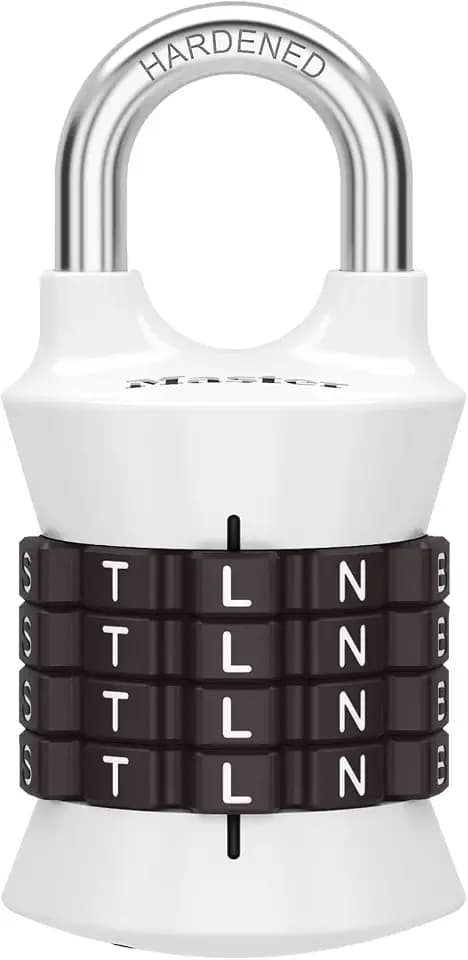 Master Lock Word Combination Lock, Set Your Own Combination Lock for Gym and School Lockers, Indoor Combo Padlock, Black, 1 Pack, 1535WDBLKEC