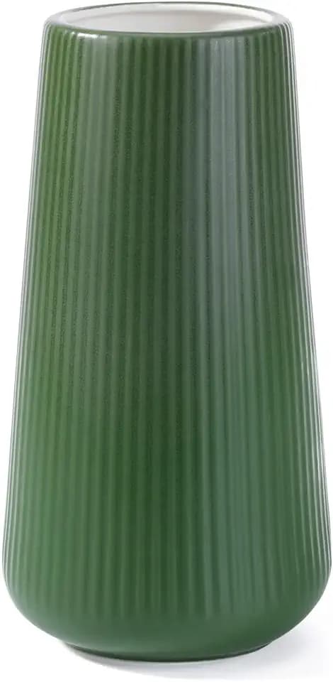 Alpinegreen Ceramic Vase, GUKJOB Small Cute Flower Vase for Pampas Grass, Home, Living Room, Dining Table, Farmhouse, Office Decor, Bedroom, Table, and Kitchen Shelf (Alpinegreen)
