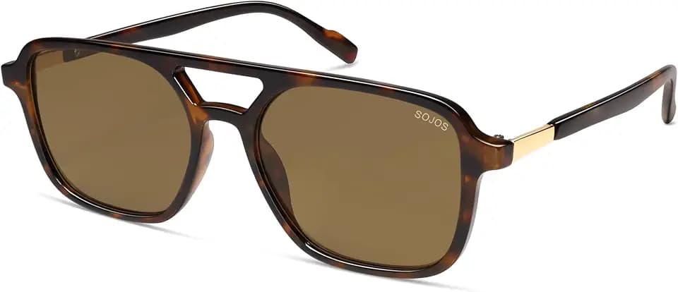 SOJOS Retro Aviator Sunglasses Womens Mens,Trendy Rectangle Shades SJ2202