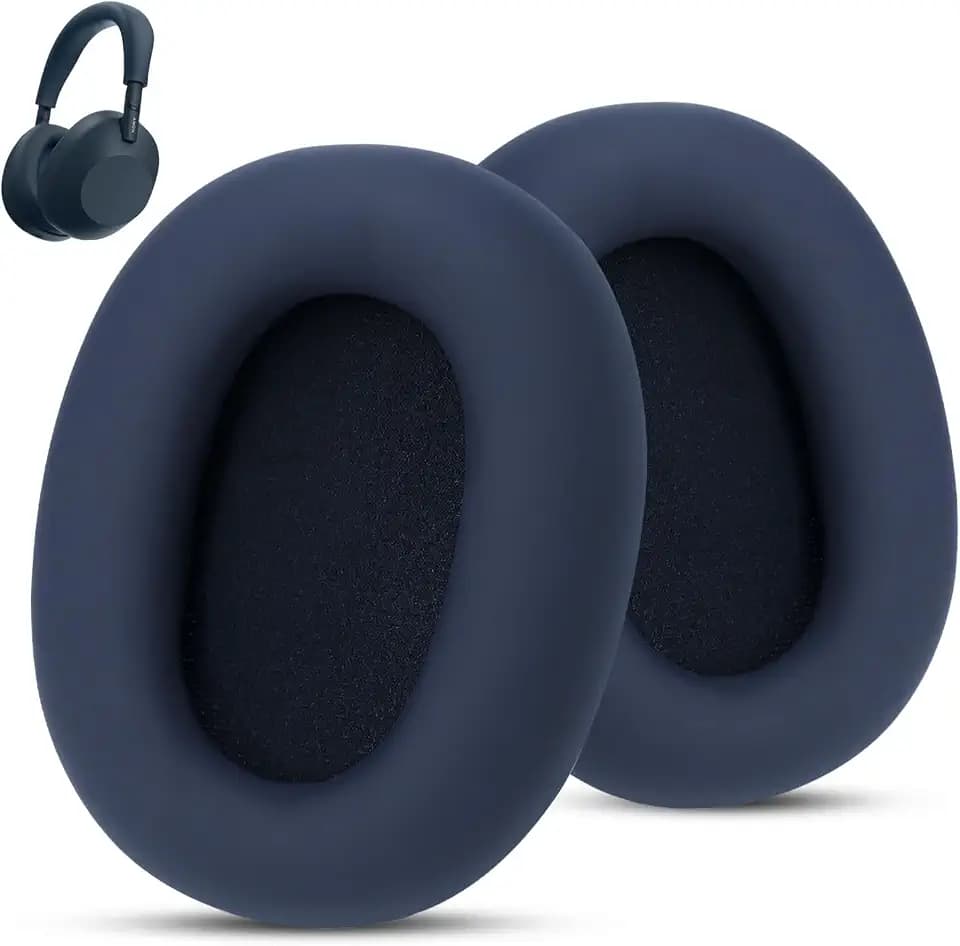 Replacement Ear Pads Compatible with Sony WH-1000XM6 – Premium PU Leather Ear Cushions with High-Density Noise Isolation Foam, Soft & Durable – Midnight Blue