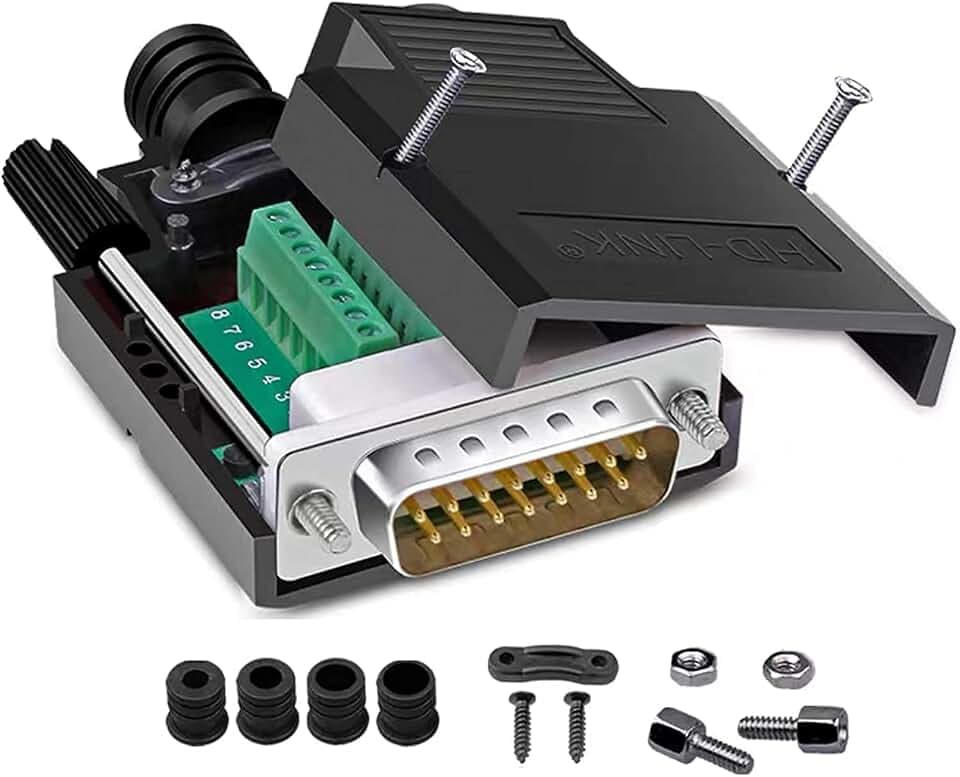 PENGLIN DB15 Lötfreier RS232 D-SUB Stecker Serienadapter, | 16 mm dünner 15-poliger Anschluss Lötfreier Breakout-Board-Anschluss mit Gehäusezubehör