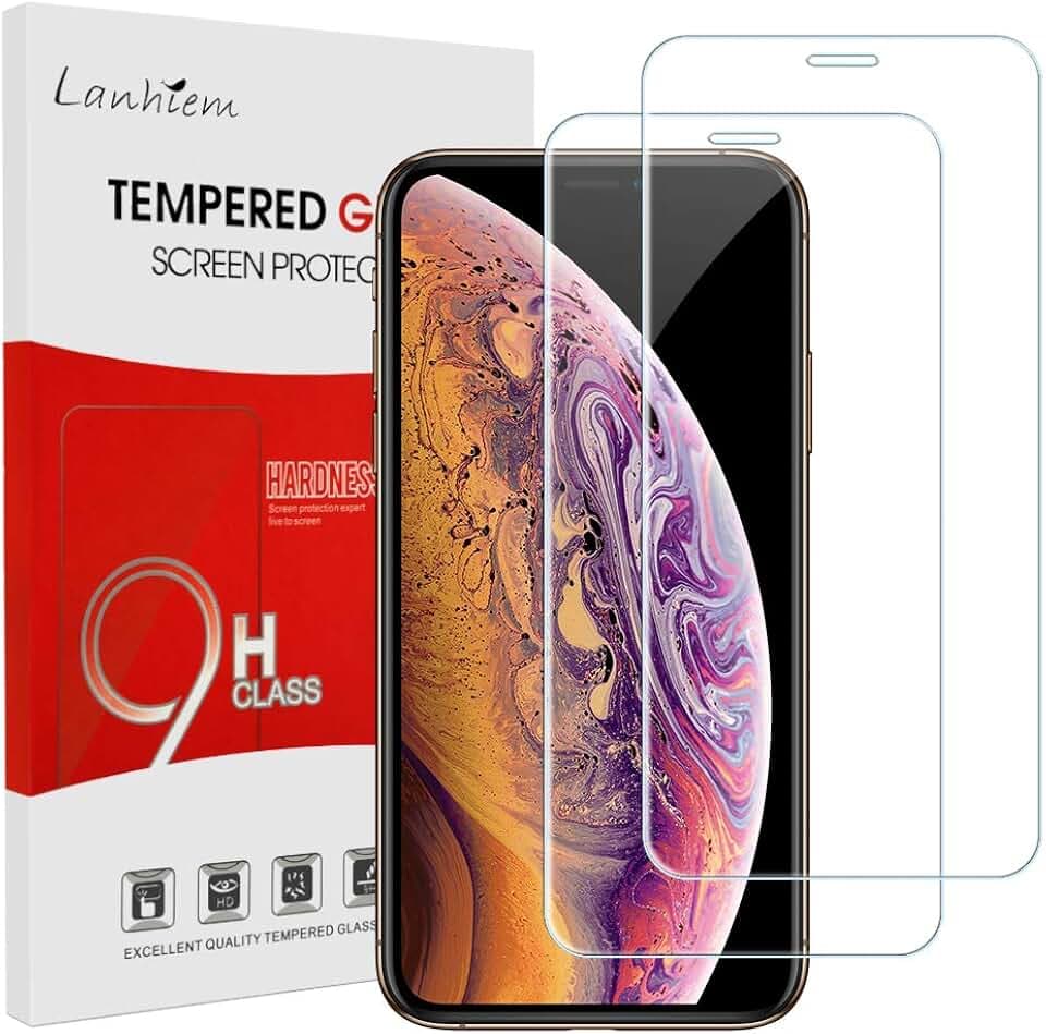 iPhone XS Panzerglasfolie, iPhone X Schutzfolie, Lanhiem [2.5D Vollständige Abdeckung] [Lebenslange Garantie] Hüllenfreundlich, 9H Härtegrad Panzerglas Schutzfolie, Schwarz [2 Stück]