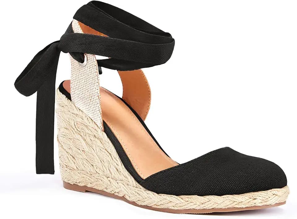 Juliet Holy Womens Lace up Espadrilles Closed Toe Wedges Sandals Strappy Slingback Platform Heels
